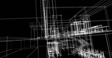 Arkaplanda mimari bina 3d illüstrasyon