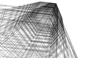 Arkaplanda mimari bina 3d illüstrasyon