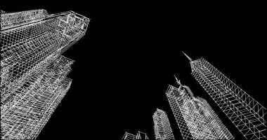 Mimari sanat konseptinde soyut çizgiler, minimum geometrik şekiller. 