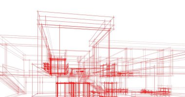 Mimari sanat konseptinde soyut çizgiler, minimum geometrik şekiller. 