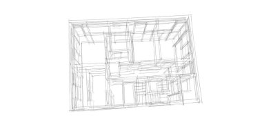 Arkaplanda mimari bina 3d illüstrasyon