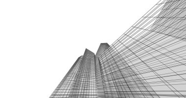 Arkaplanda mimari bina 3d illüstrasyon