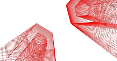 3d mimari duvar kağıdı tasarımı, dijital bina çizimi 