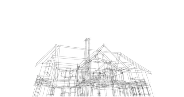 Abstrakcyjne Linie Rysunku Koncepcji Sztuki Architektonicznej Minimalne Kształty Geometryczne — Zdjęcie stockowe