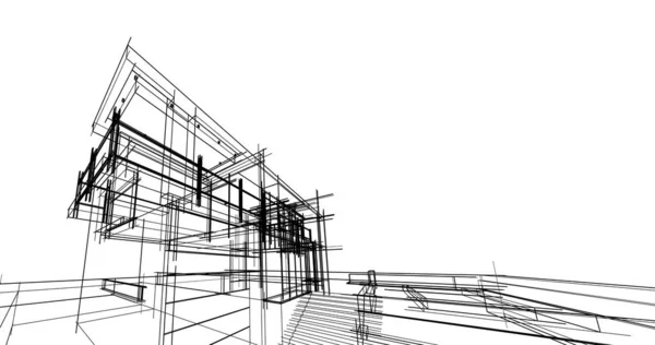 Abstrakcyjne Linie Rysunku Koncepcji Sztuki Architektonicznej Minimalne Kształty Geometryczne — Zdjęcie stockowe