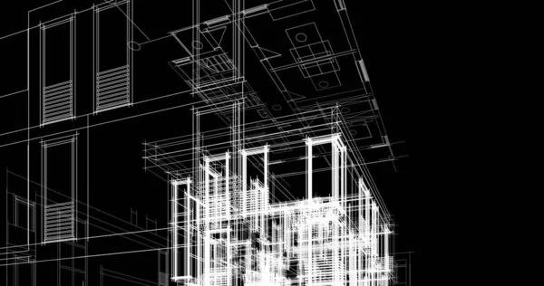 Líneas Abstractas Dibujo Concepto Arte Arquitectónico Formas Geométricas Mínimas —  Fotos de Stock