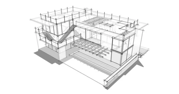 Arquitectura Edificio Ilustración Sobre Fondo —  Fotos de Stock