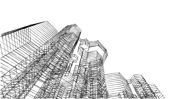 Архитектурное Построение Иллюстрации Фоне — стоковое фото