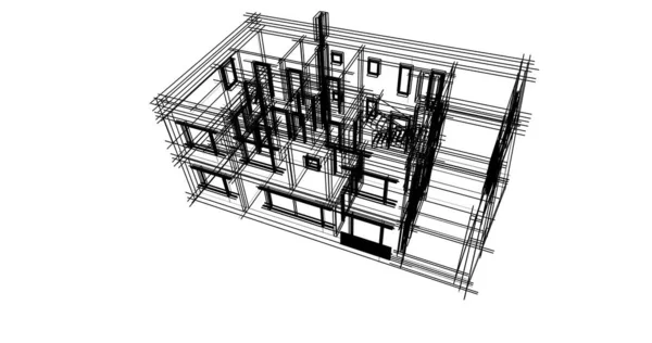 Abstract Drawing Lines Architectural Art Concept Minimal Geometrical Shapes — Stock Photo, Image