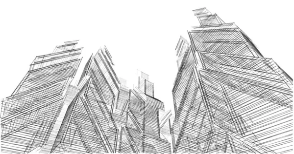 Lignes Dessin Abstraites Dans Concept Art Architectural Formes Géométriques Minimales — Photo