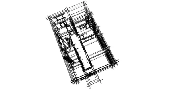 Abstrakcyjne Linie Rysunku Koncepcji Sztuki Architektonicznej Minimalne Kształty Geometryczne — Zdjęcie stockowe