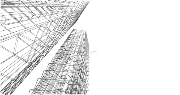 Líneas Abstractas Dibujo Concepto Arte Arquitectónico Formas Geométricas Mínimas — Foto de Stock