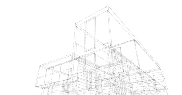 Építészeti Tapéta Design Digitális Épület Vázlat — Stock Fotó