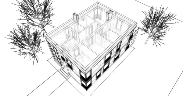 Архитектурное Построение Иллюстрации Фоне — стоковое фото