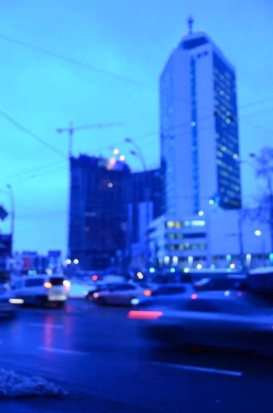 Lumières Abstraites Floues Fond Ville Dans Nuit — Photo