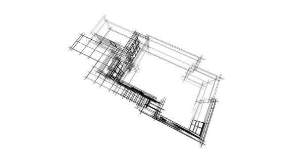 Arkitektonisk Tapet Design Digital Byggnad Skiss — Stockfoto