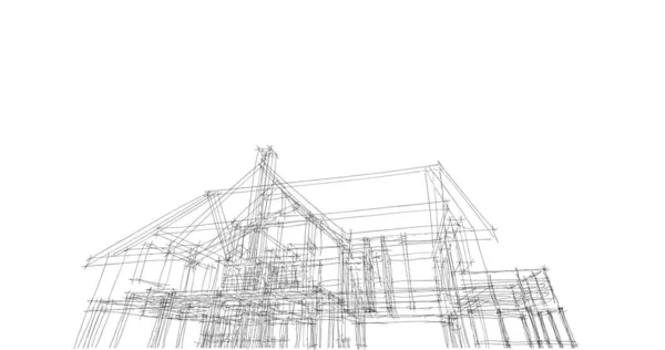Abstrakta Teckningslinjer Arkitektonisk Konst Koncept Minimala Geometriska Former — Stockfoto