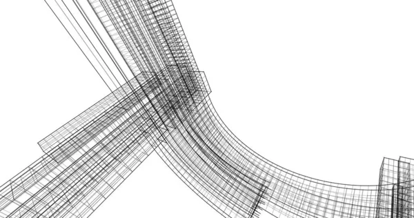 Mimari Sanat Konseptinde Soyut Çizgiler Minimum Geometrik Şekiller — Stok fotoğraf