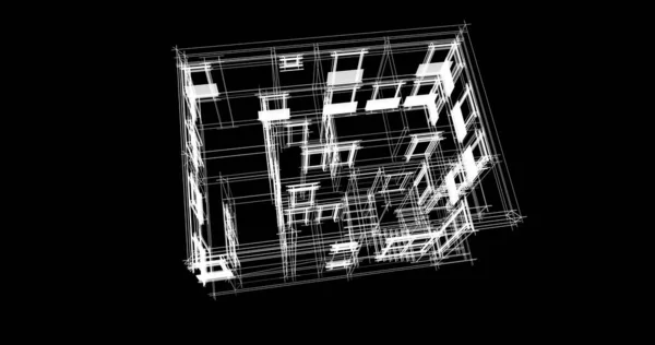 Abstrakcyjne Linie Rysunku Koncepcji Sztuki Architektonicznej Minimalne Kształty Geometryczne — Zdjęcie stockowe