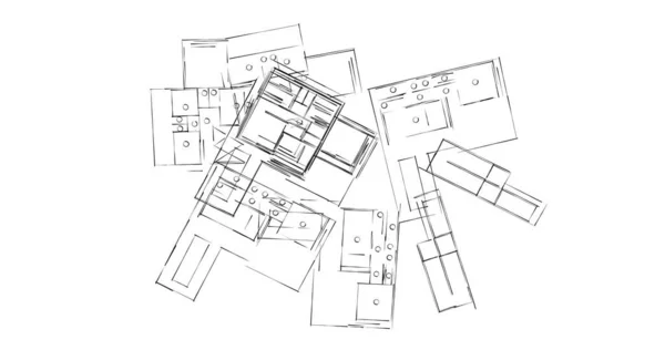 Mimari Sanat Konseptinde Soyut Çizgiler Minimum Geometrik Şekiller — Stok fotoğraf