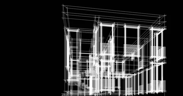 Abstrakta Teckningslinjer Arkitektonisk Konst Koncept Minimala Geometriska Former — Stockfoto