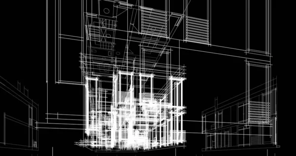 Lignes Dessin Abstraites Dans Concept Art Architectural Formes Géométriques Minimales — Photo