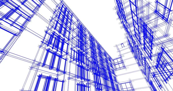 Líneas Abstractas Dibujo Concepto Arte Arquitectónico Formas Geométricas Mínimas — Foto de Stock