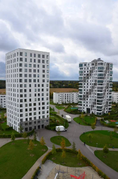 Vanuit Lucht Uitzicht Moderne Stad Groen Architectuur — Stockfoto