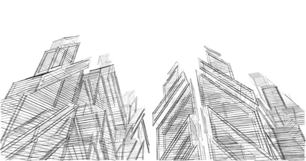 Lignes Dessin Abstraites Dans Concept Art Architectural Formes Géométriques Minimales — Photo