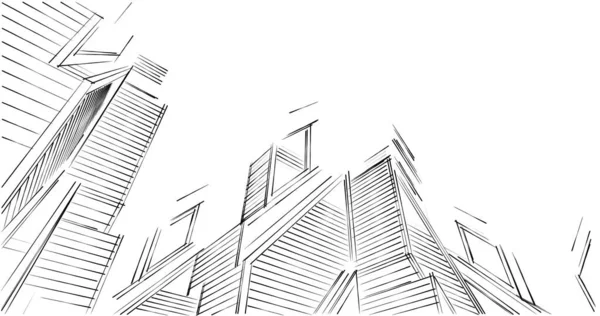 Skica Umění Geometrické Architektonické Stavby Design — Stock fotografie