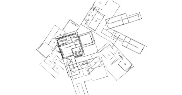 Абстрактные Чертежи Архитектурном Искусстве Минимальные Геометрические Формы — стоковое фото