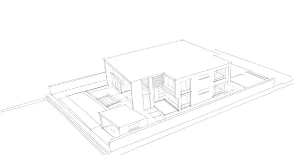 Abstrakcyjne Linie Rysunku Koncepcji Sztuki Architektonicznej Minimalne Kształty Geometryczne — Zdjęcie stockowe