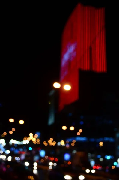 Θολή Αφηρημένα Φώτα Φόντο Της Πόλης Νύχτα — Φωτογραφία Αρχείου