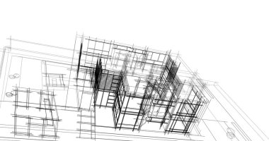 Arkaplanda mimari bina 3d illüstrasyon