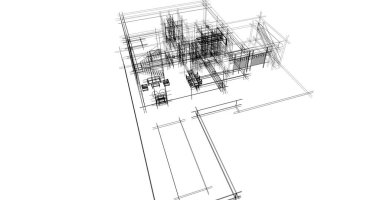 Mimari sanat konseptinde soyut çizgiler, minimum geometrik şekiller. 