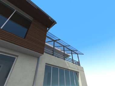 Arkaplanda mimari bina 3d illüstrasyon