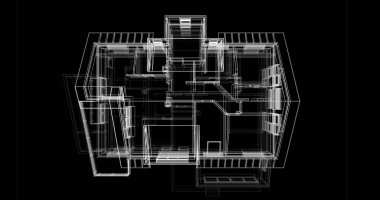 Arkaplanda mimari bina 3d illüstrasyon