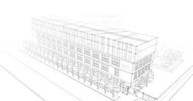 Mimari sanat konseptinde soyut çizgiler, minimum geometrik şekiller. 