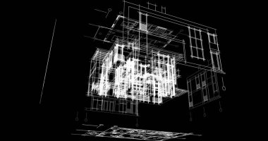 Mimari sanat konseptinde soyut çizgiler, minimum geometrik şekiller. 