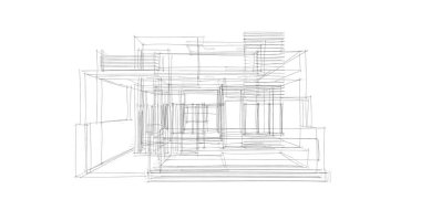 Arkaplanda mimari bina 3d illüstrasyon