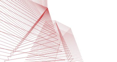 Mimari sanat konseptinde soyut çizgiler, minimum geometrik şekiller. 