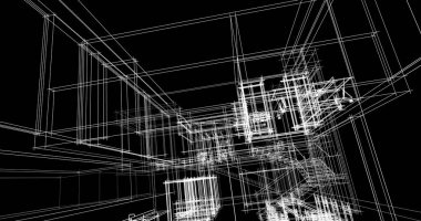 Arkaplanda mimari bina 3d illüstrasyon