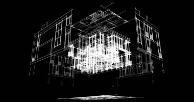 Mimari sanat konseptinde soyut çizgiler, minimum geometrik şekiller. 