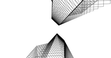 Mimari sanat konseptinde soyut çizgiler, minimum geometrik şekiller. 