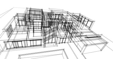 Mimari sanat konseptinde soyut çizgiler, minimum geometrik şekiller. 