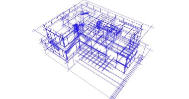 Arkaplanda mimari bina 3d illüstrasyon