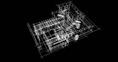 Mimari sanat konseptinde soyut çizgiler, minimum geometrik şekiller. 