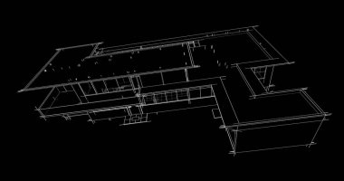 Mimari sanat konseptinde soyut çizgiler, minimum geometrik şekiller. 