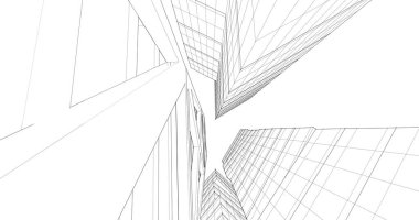 Arkaplanda mimari bina 3d illüstrasyon