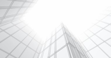 Arkaplanda mimari bina 3d illüstrasyon